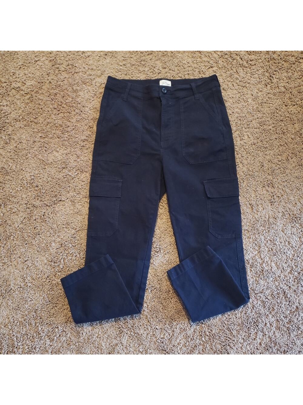 J Crew The New Straight Leg Cargo Pants Navy Blue High Rise Womens 26